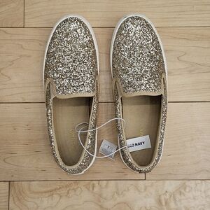 Old Navy Gold Glitter Slip-On Sneakers